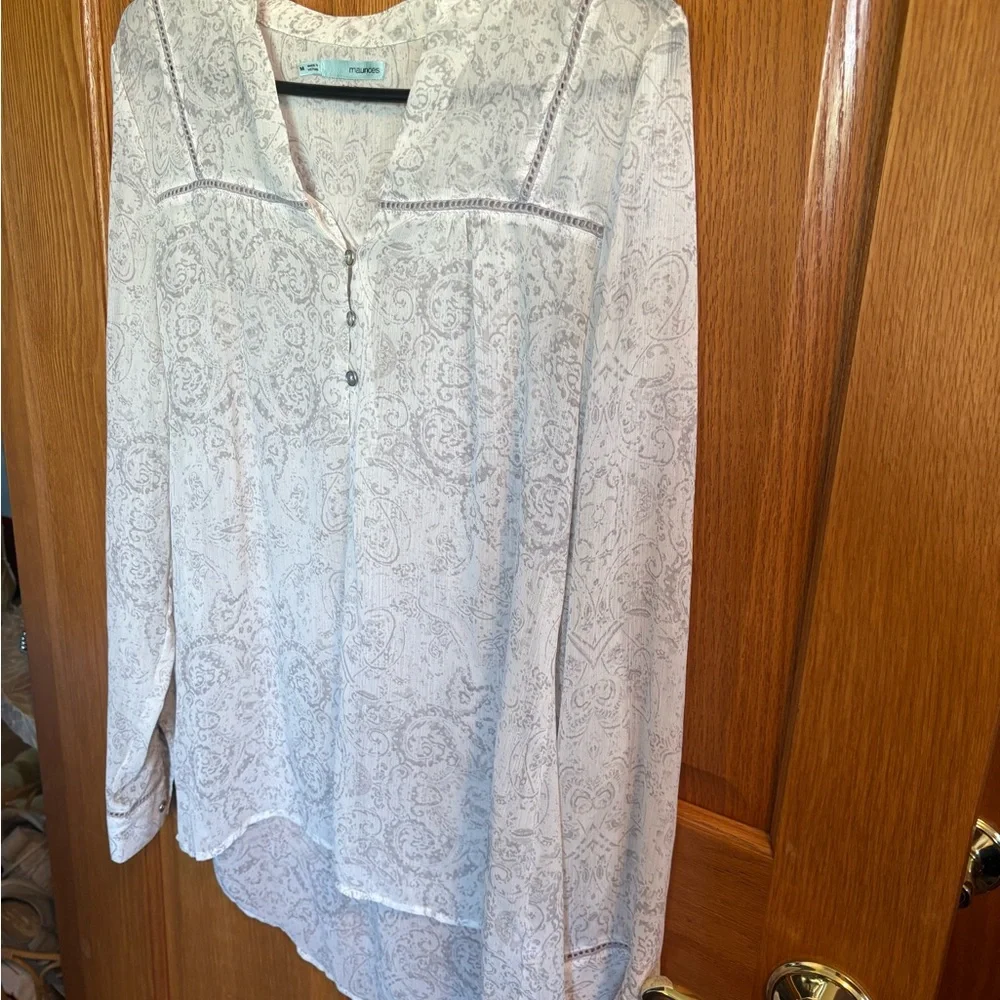 Maurices White Paisley Sheer Blouse - Picture 1 of 5